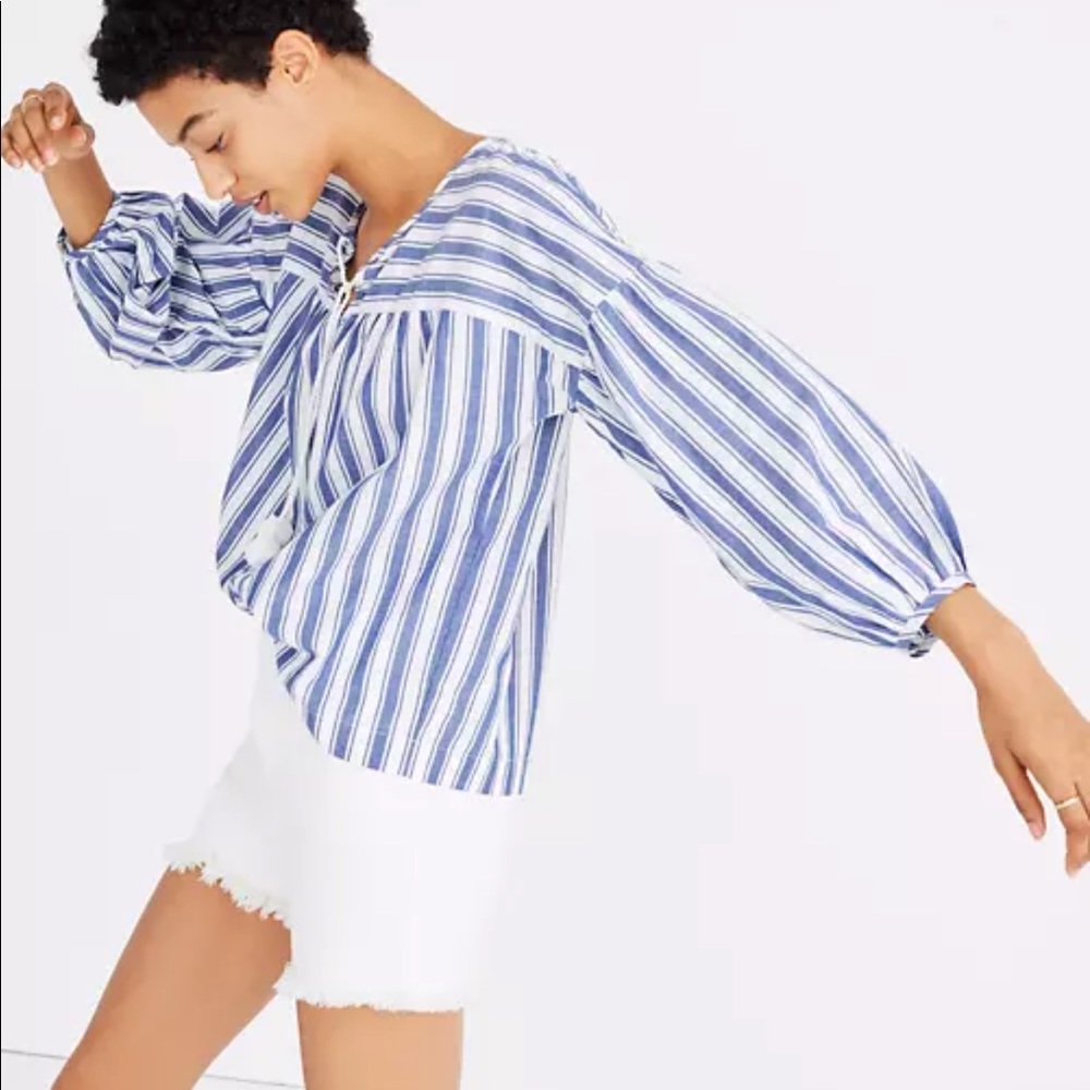 Madewell Peasant Top in Shea Stripe